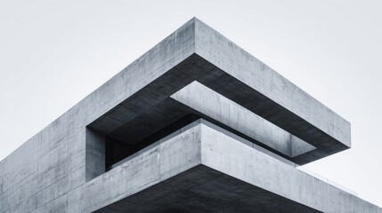 Fototapeta premium Modern Concrete Architecture with Unique Geometric Design Elements