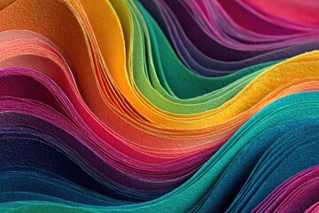 Abstract layered ribbons of vibrant colors