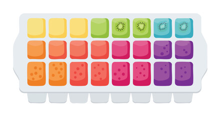 Vector Illustration of Colorful Fruit Ice Cubes in Modern Minimalist Style for Refreshing Beverage Design