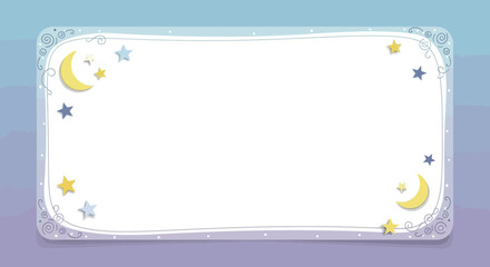 Charming celestial frame featuring moons and stars perfect for baby announcements and invitations