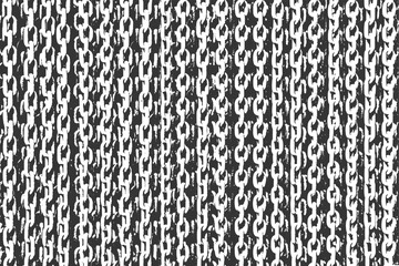 grunge seamless chain pattern vector background, distressed metal chain link texture design, vintage industrial chain seamless vector template