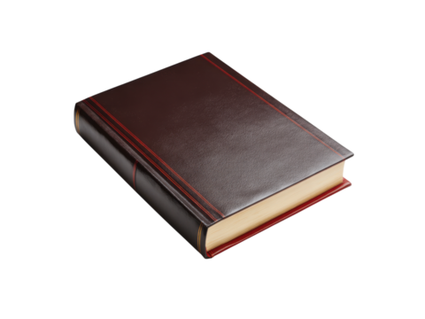 Elegant bound volume with red spine accents book leather, Isolated, Png Transparent Background