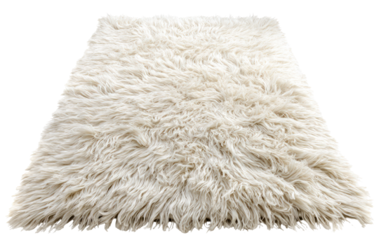 Cream-colored shaggy rug, rectangular shape