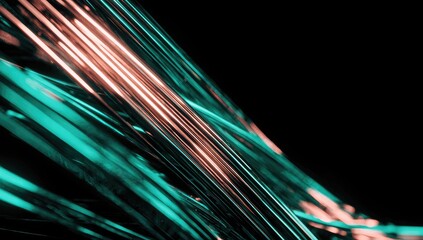 Abstract, dynamic lines of turquoise and peach