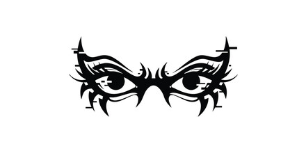 Obraz premium Vector Illustration of Eyes with Ornamental Eyelash Design in Modern Decorative Style in Black