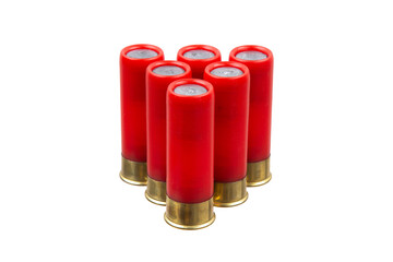 A group of red shotgun shells.