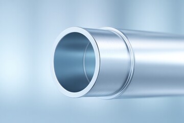 Shiny metal pipe with smooth edges, highlighting industrial desi