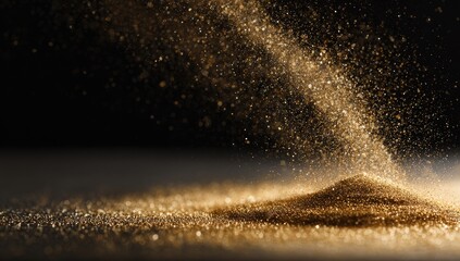 Golden glitter explosion on dark background