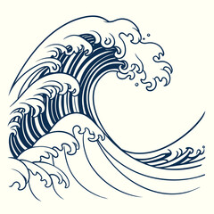 Obraz premium Minimalistic ocean waves pattern, inspired by Japanese Seigaiha, clean curves