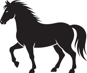 Elegant Horse Silhouette Vector Illustration with Flowing Mane and Modern Design Elements