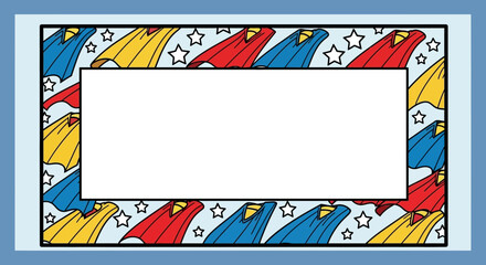 Colorful Super Hero Cape Border with Stars Perfect for Kids' Party Invitations