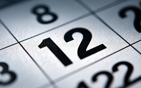 Close-up of calendar date 12