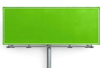Blank green billboard on white background