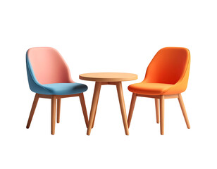 3D Render Colorful Chairs and Table