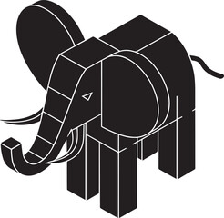Isometric Elephant Illustration A Geometric Interpretation of Wildlife in a Modern Style Design