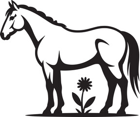 Standing Horse Outline Vector Illustration Symbolizing Strength and Natural Beauty in Art