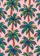 Vibrant tropical palm pattern