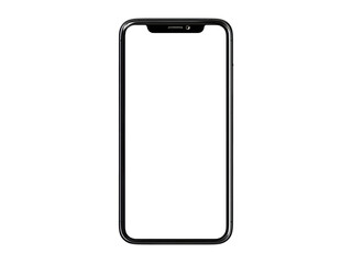 Sleek silver smartphone with blank white screen and black frame mobile device, Isolated, Png Transparent Background
