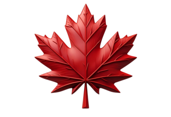 Red Canadian maple leaf 3D icon symbol of Canada illustration.