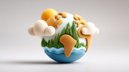 A miniature clay Earth model showcases environmental harmony