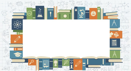 Illustration of academic disciplines framing a blank space for learning invitation