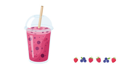 Vector Illustration of Fruit Smoothie with Berry Elements in Modern Minimalist Style