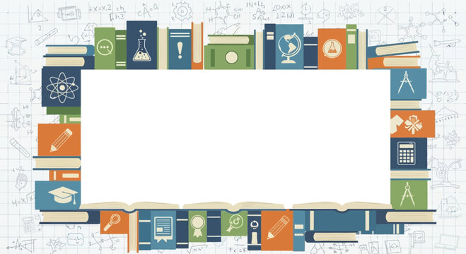 Illustration of academic disciplines framing a blank space for learning invitation