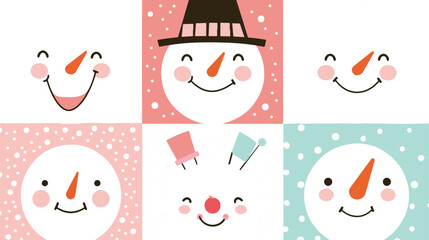 Snowman faces collection illustration design