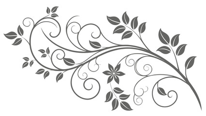 Elegant floral design with swirls and leaves isolated on white background, perfect for invitations, cards, or decorative elements in graphic projects