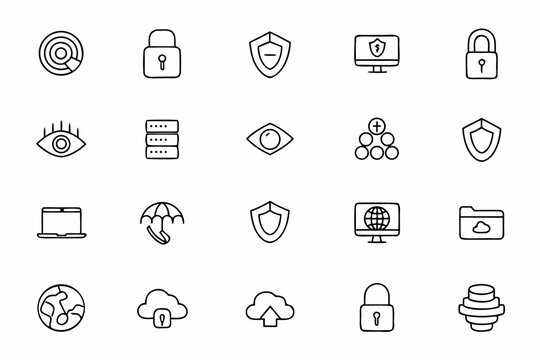 A clean, modern bundle representing cybersecurity concepts like VPN encryption and personal data safety. Great for digital campaigns and secure network illustrations.