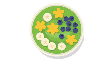 Fototapeta premium Vector Illustration of Fruit Salad with Berries and Flowers in Modern Minimalist Style