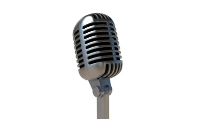 Fototapeta premium Vintage Retro Microphone on Stand Isolated on transparent background – Classic Broadcasting Equipment for Studio and Media Use