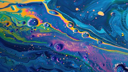 Colorful acrylic oil spill and oil liquid background for display or montage your products. Mockup for display of product. Chromatic explosion of liquid pigments.