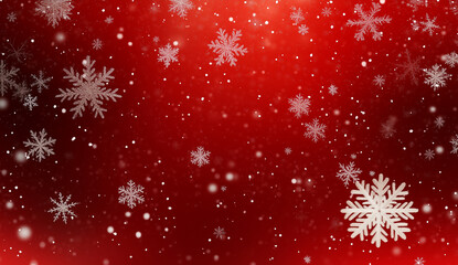 Winter Snowflakes Background with Red Gradient
