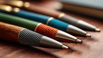 Fototapeta premium Close-up of four ballpoint pens