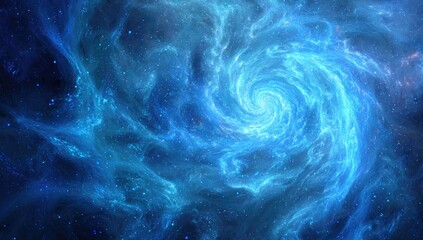 Cosmic spiral nebula in vibrant blues and dark space