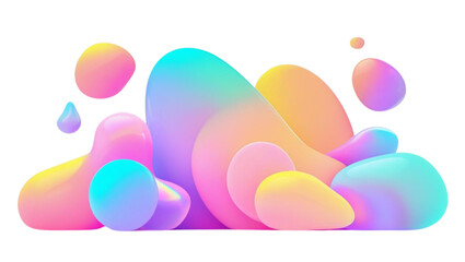 Abstract 3D fluid shapes with pastel gradients