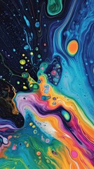 Colorful acrylic oil spill and oil liquid background for display or montage your products. Mockup for display of product. Chromatic explosion of liquid pigments.