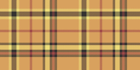 Seamless Yellow, Red, and Black Plaid Pattern with Classic Checkered Design for Textiles, Fashion, and Seasonal Backgrounds