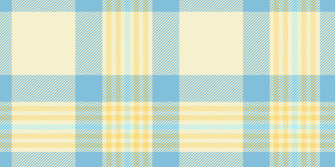 Seamless Blue and Yellow Plaid Pattern with Cream Highlights in a Classic Checkered Design for Textiles and Spring-Themed Decorative Backgrounds