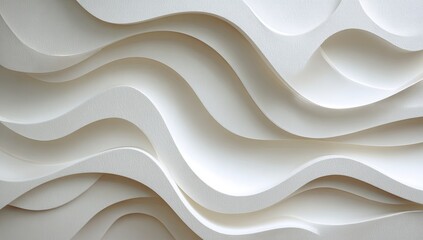 Obraz premium Abstract off-white sculpted waves, undulating in layered, sinuous patterns creating a textured, three-dimensional effect with subtle light and shadow play