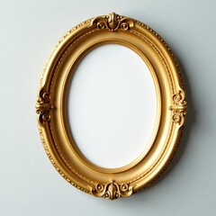 Obraz premium Elegant gold oval frame, pristine white interior , ornate, empty frame