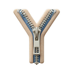 Obraz premium 3d illustration of the letter y made of a zipper isolated on transparent background