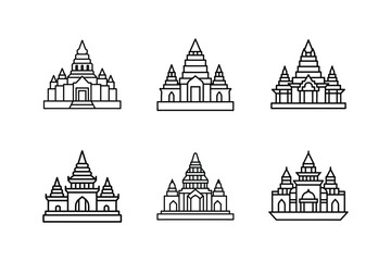 angkor wat icon line art vector illustration