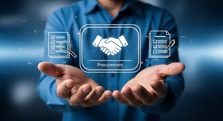 Procurement Concept With Hands Holding Business Icons, Modern Digital Technology