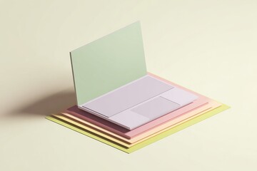 Minimalist papercraft laptop computer representing digital work and technology
