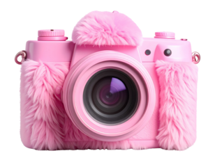 pink camera on white background