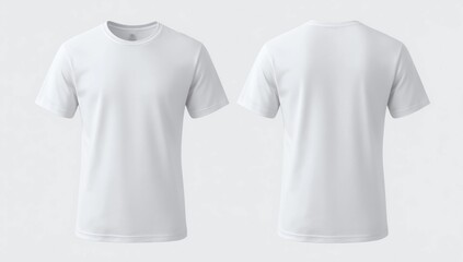 Blank white female t shirt template front and back side view isolated on white background. T-shirt design mockup for using promotional  