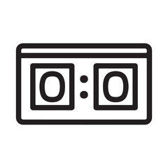 Scoreboard icon showing a score of zero to zero, black and white vector illustration