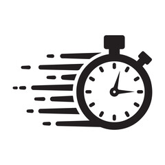 Fast stopwatch icon vector illustration, black design element on white background